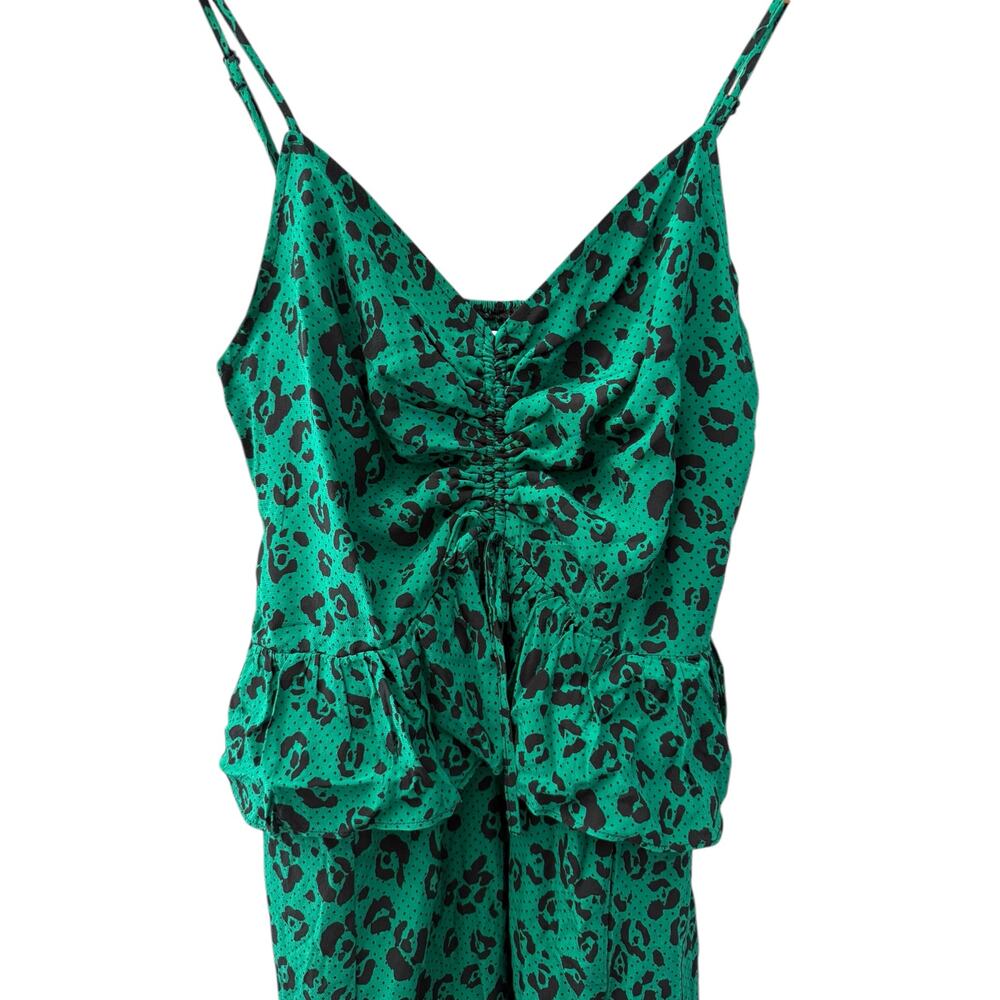 Suboo Leopard Lights Gathered Split Midi‎ Dress G… - image 5